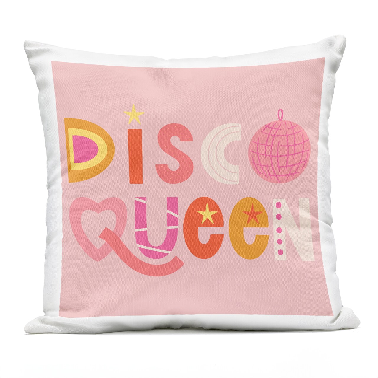 Stupell Industries Disco Queen Pastel Pink Outdoor Printed Pillow design by Sazerelli Designs, 18 x 7 x 18
